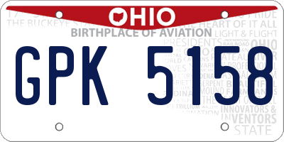 OH license plate GPK5158