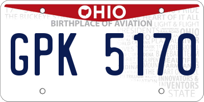 OH license plate GPK5170