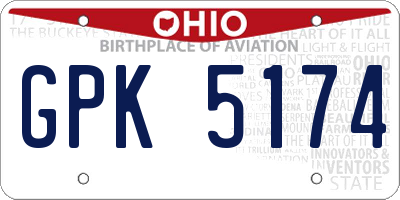 OH license plate GPK5174