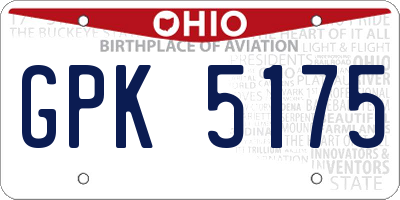 OH license plate GPK5175