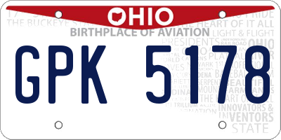 OH license plate GPK5178