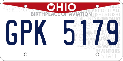 OH license plate GPK5179