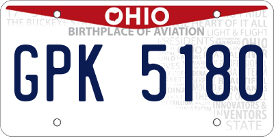 OH license plate GPK5180