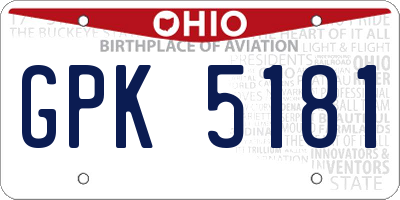 OH license plate GPK5181