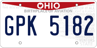 OH license plate GPK5182