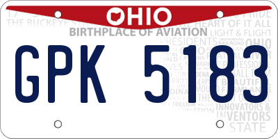 OH license plate GPK5183