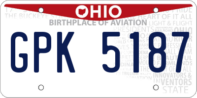OH license plate GPK5187