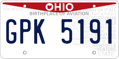OH license plate GPK5191