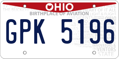 OH license plate GPK5196