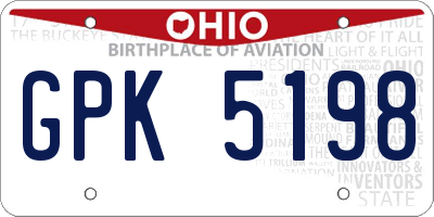OH license plate GPK5198