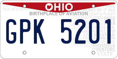 OH license plate GPK5201