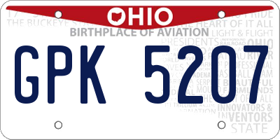 OH license plate GPK5207