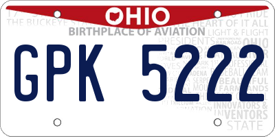 OH license plate GPK5222