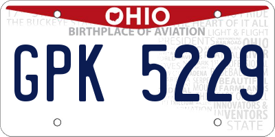 OH license plate GPK5229
