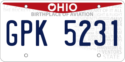 OH license plate GPK5231