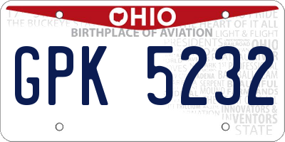 OH license plate GPK5232
