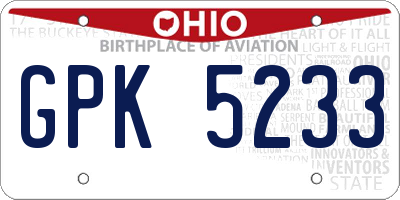 OH license plate GPK5233