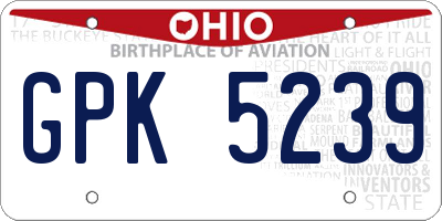 OH license plate GPK5239