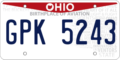 OH license plate GPK5243