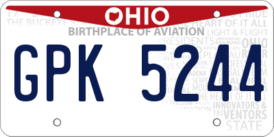 OH license plate GPK5244