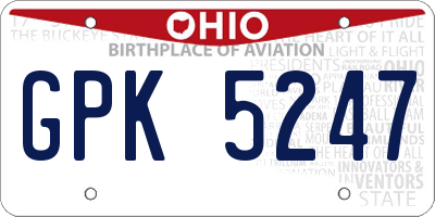 OH license plate GPK5247