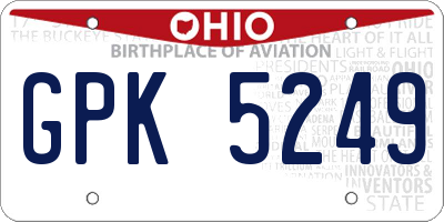 OH license plate GPK5249