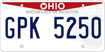 OH license plate GPK5250