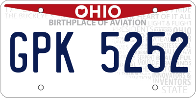 OH license plate GPK5252