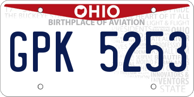 OH license plate GPK5253