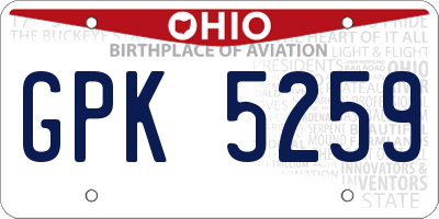 OH license plate GPK5259