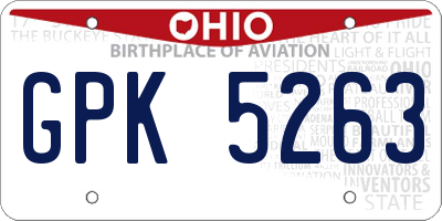 OH license plate GPK5263