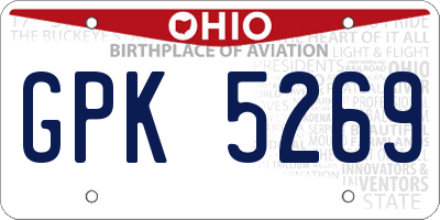 OH license plate GPK5269