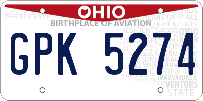 OH license plate GPK5274