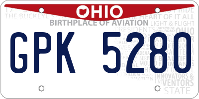OH license plate GPK5280