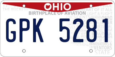 OH license plate GPK5281