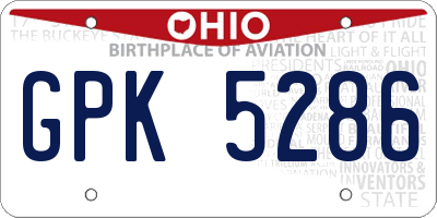 OH license plate GPK5286