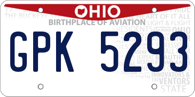 OH license plate GPK5293