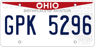 OH license plate GPK5296