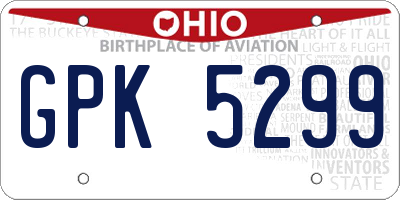 OH license plate GPK5299