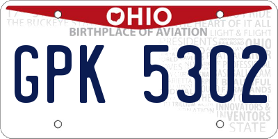 OH license plate GPK5302