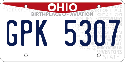 OH license plate GPK5307
