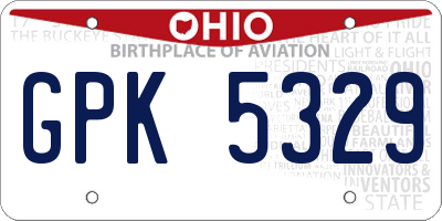 OH license plate GPK5329