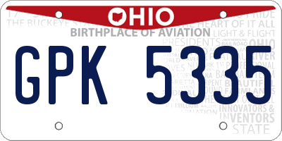 OH license plate GPK5335