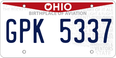 OH license plate GPK5337