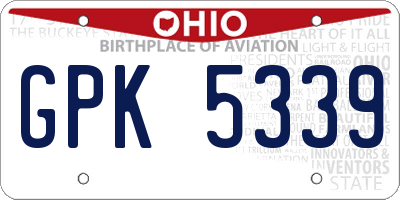 OH license plate GPK5339