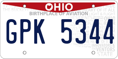 OH license plate GPK5344