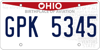 OH license plate GPK5345