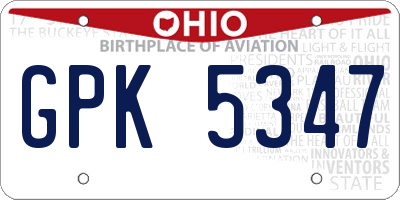 OH license plate GPK5347