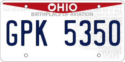 OH license plate GPK5350