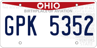 OH license plate GPK5352